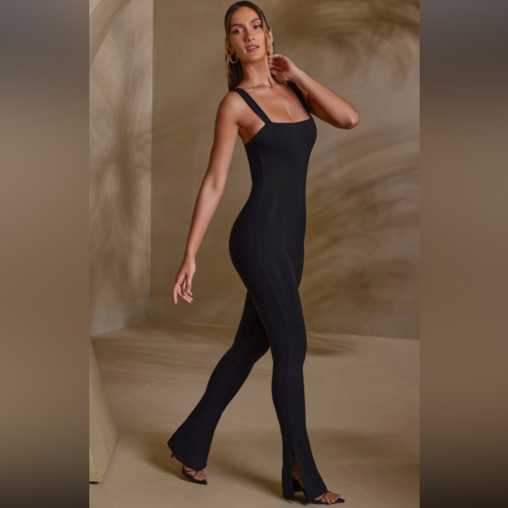 Oh Polly Straight Neck Low Back Jumpsuit